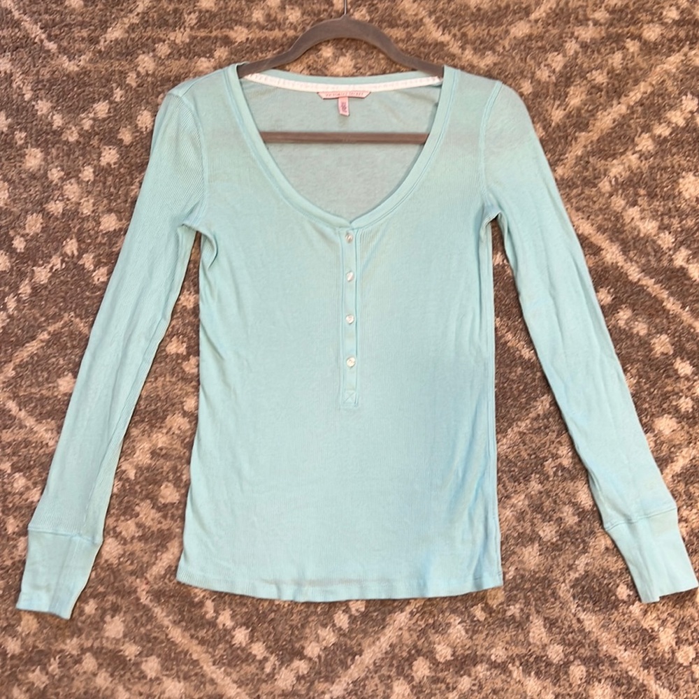Victoria’s Secret Teal Thermal Long Sleeve Top Size Small